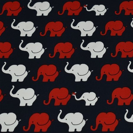 Baumwoll Jersey Elefanten Parade Blau/Rot