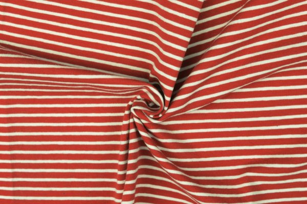 Baumwoll Jersey Streifen rot/weiß