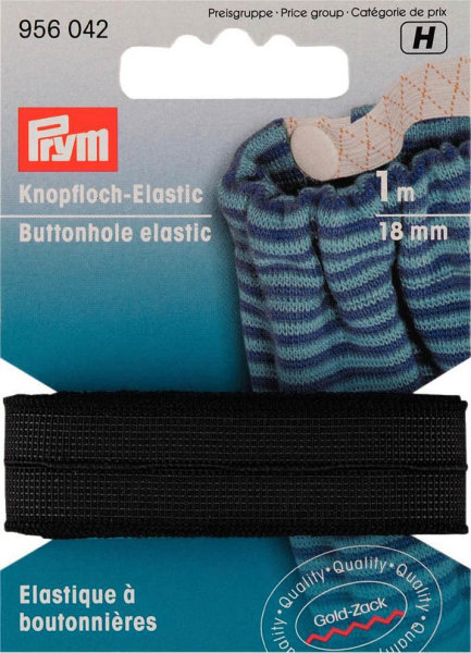 Knopfloch-Elastik 18mm schwarz