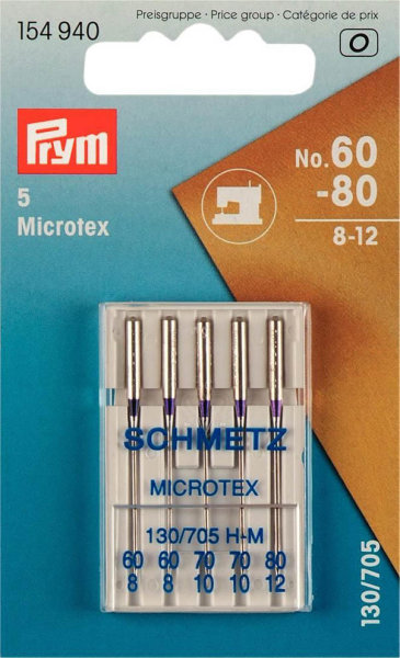 Prym N&auml;hmaschinennadeln 130/705 Microtex 60-80