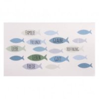 Wachsmotiv Fische blaugrün hell