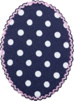 Applikation Oval blau mit rosa Rand