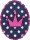 Applikation Oval marine mit Pinker Krone