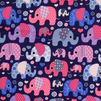 Baumwolle Elefanten dunkleblau