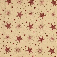 Baumwolle Sterne rot/beige